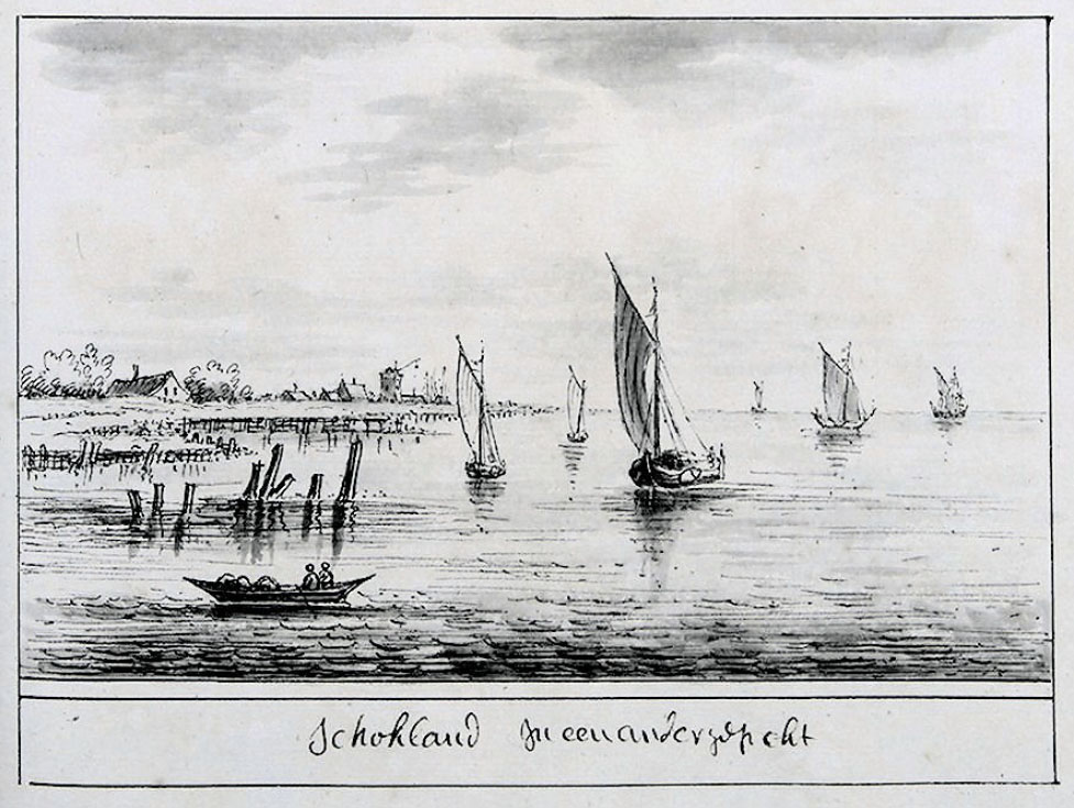 Antonia Houbraken tekende omstreeks 1729 ‘Schokland in een ander gesicht’,